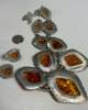 Modern Statement Faux Amber Hammered Necklace and Earrings Set - 5