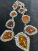 Modern Statement Faux Amber Hammered Necklace and Earrings Set - 6