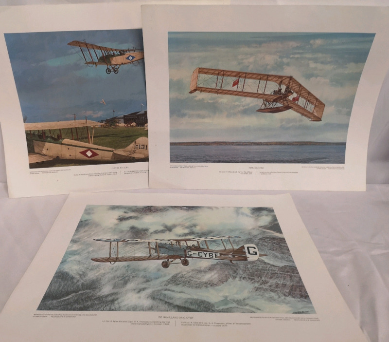 3 Vintage Prints Aircrafts - Reproduced for The National Museum of Science and Technology 20 by 16"