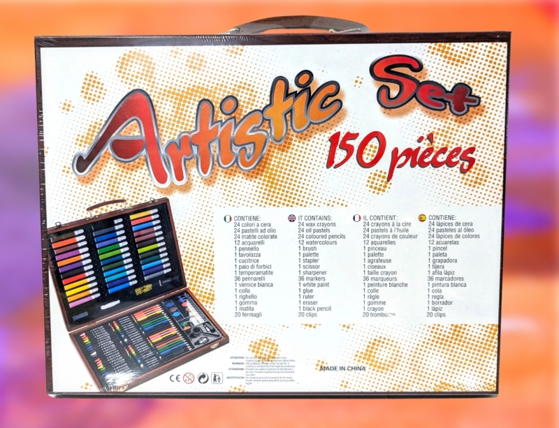 New 150-Piece Artistic Set in Wooden Case | 15" x 11.75"