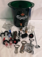 Wine Bottle Openers + Wine Bottle Stoppers + Carlsberg Ice Bucket +++