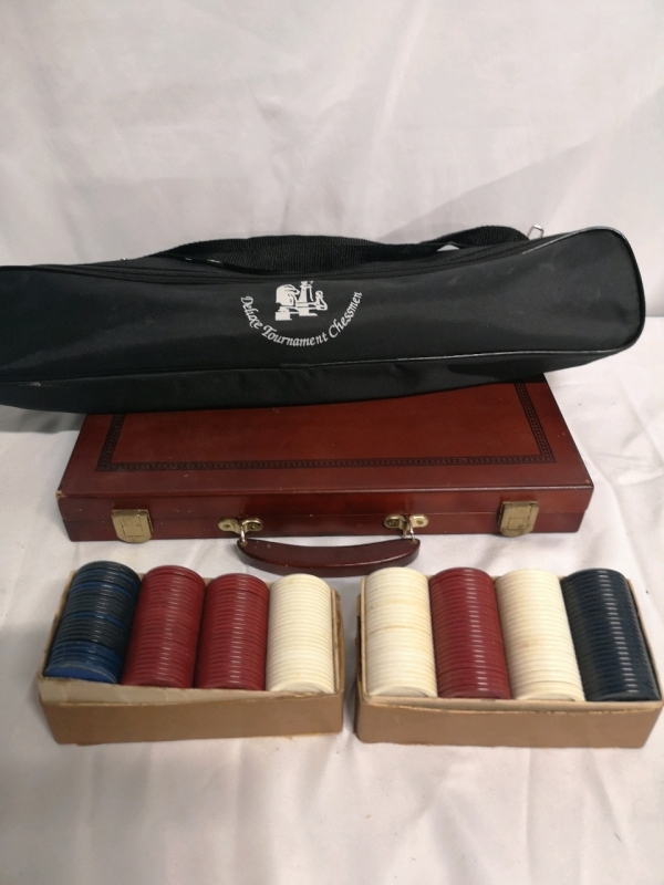 Backgammon Game & Travel Chess Game + Poker Chips