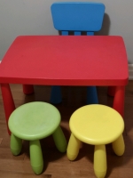 Ikea Children's Table with Chair & Stools