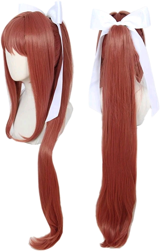 New Long Character Cosplay Wig with Bow & Wig Cap