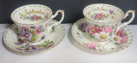 Royal Albert Flower of the Month Series Cups & Saucers . September (michaelmas daisies) & October (cosmos) . All Cups & Saucers Ring True , No chips or cracks