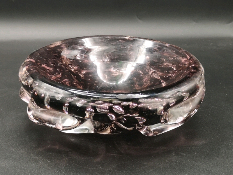 Beautiful Amethyst Art Glass - Hand Blown 6.5" Diameter