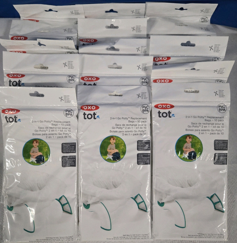 15 Packs Of 10 New OXO tot | 2-In-1 Go Potty Replacement Bags | Vendor Lot Retails For $149.99+ Or $9.99 Each