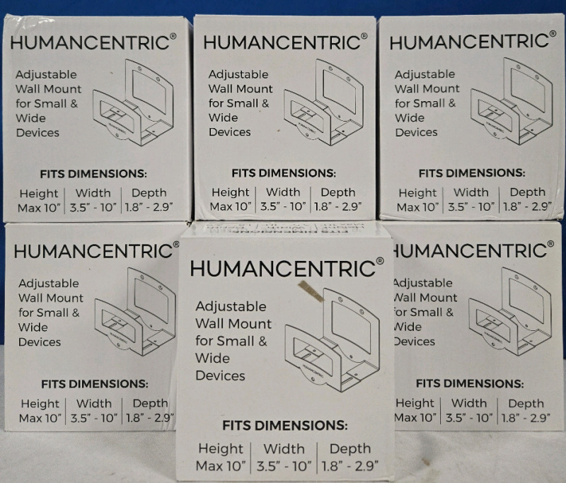 19 New Boxed | Humancentric Adjustable Wall Mount For Small & Wide Devices | See Photos For Measurements | * Vendor Lot Retails For $532 Or $28 Each *