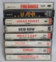 Rock 'N Roll Heavy Metal Hair Band Cassette Lot . Skid Row , Warrant , Cinderella , Meat Loaf Judas Priest , Def Leppard , Firehouse . Eight (8) Cassettes