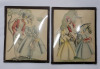 Antique Convex Glass Reverse Painted Silhouettes in Frame , 1940s Watercolor Soldier/Sweetheart Prints & Convex Glass Reverse Paintings Dancing Couple - 3