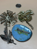 Brooches Eye of The Dragon Enamel Palm Tree Silver Leaf Windmill Style - 6