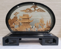 Chinese Hand Carved Cork Diorama . Measures 8"×6 1/4"