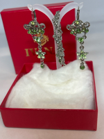 Fantastic Peridot Rhinestone Leverback Earrings Bracelet Set