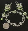 Fantastic Peridot Rhinestone Leverback Earrings Bracelet Set - 5