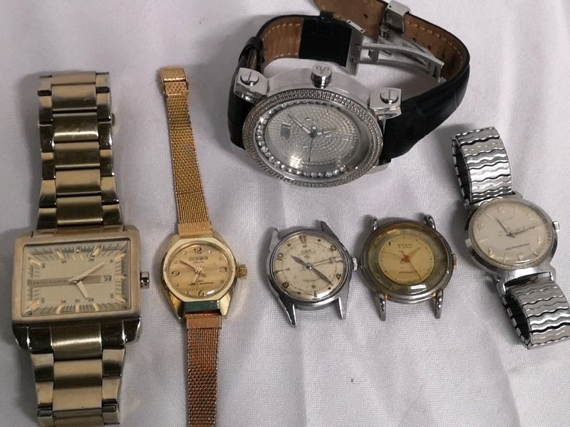 6 Vintage Working Watches - JBW, Bulova, Eden, Elgin +