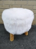 Fluffy White Foot Stool 12" Diameter & 13.5" Tall