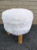 Fluffy White Foot Stool 12" Diameter & 13.5" Tall - 3