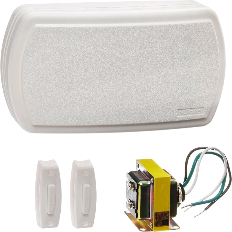 New NuTone BK125LWH Wired Door Chime Kit | 2 Lighted Pushbuttons, 2 Notes for Front Door, 2 for Back Door | 9" x 5"