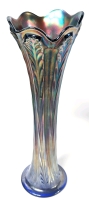 Gorgeous Vintage Unsigned Fenton Cobalt Blue Iridescent Carnival Glass Vase | 12.2" Tall