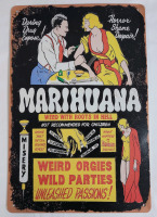 New - Marihuana: Weed with Roots in Hell Tin Sign . Measures 8"&times;11"