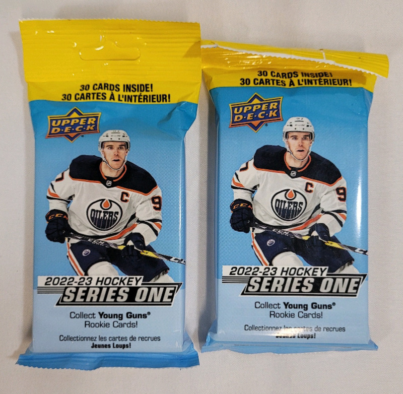 2022 - 23 Upper Deck NHL Hockey Series One Sealed Wax Packs . Two (2) Packs , 30 Cards per pack