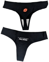 19 New Size Large | Ladies Thongs : "In Case of Emergency, Pull Down" on Back, Kiss Mark on Front | Waist 13.25" Across