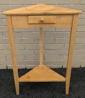 Neat Vintage Wood Corner Table w Drawer | 19.75" x 11" x 30" Tall