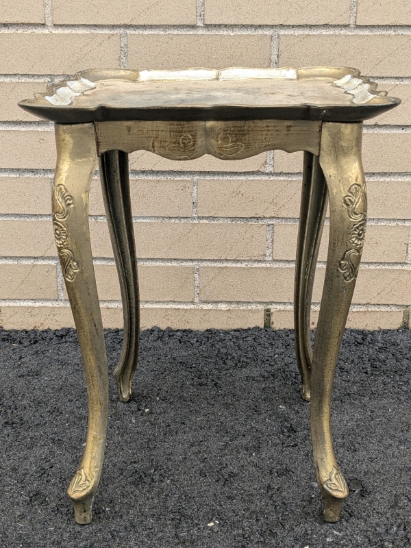 Vintage Hollywood Regency Small Table / Plant Stand Made in Italy | 12.25" x 12.25" x 16.3"