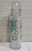 MCM Glass Apothecary Decanter with Lid , Turquoise & Gold Design . Measures 11" Tall . No chips or cracks