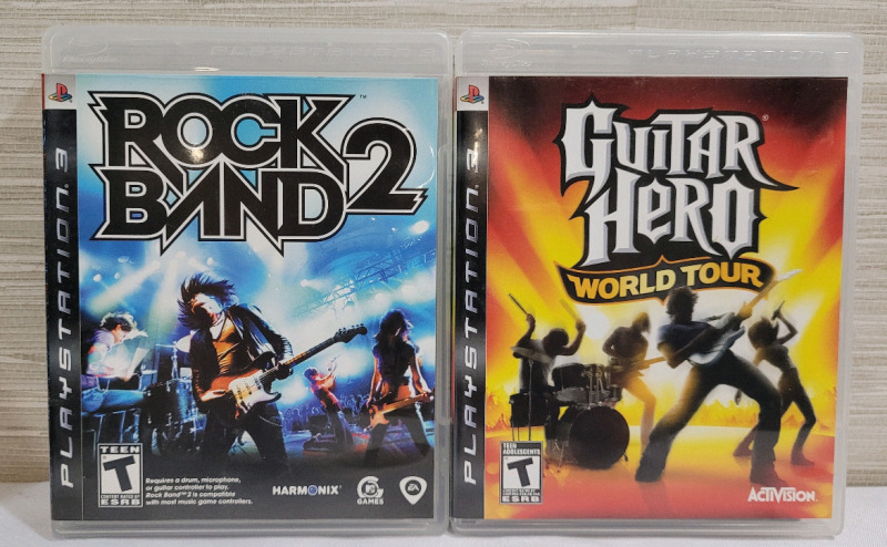 PS3 Playstation 3 Guitar Hero World Tour & Rock Band 2 Video Games .