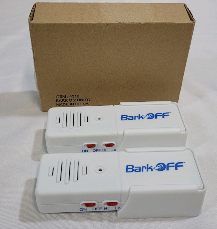 BarkOff Wall Mounted Sonic Dog Trainers , Set of 2 . Requires One (1) 9volt Battery . Not Tested