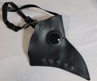 New - Black Leather Plague Doctor Mask , Long Nose Bird Beak Plague Mask Steampunk / Halloween Prop . Adult Size