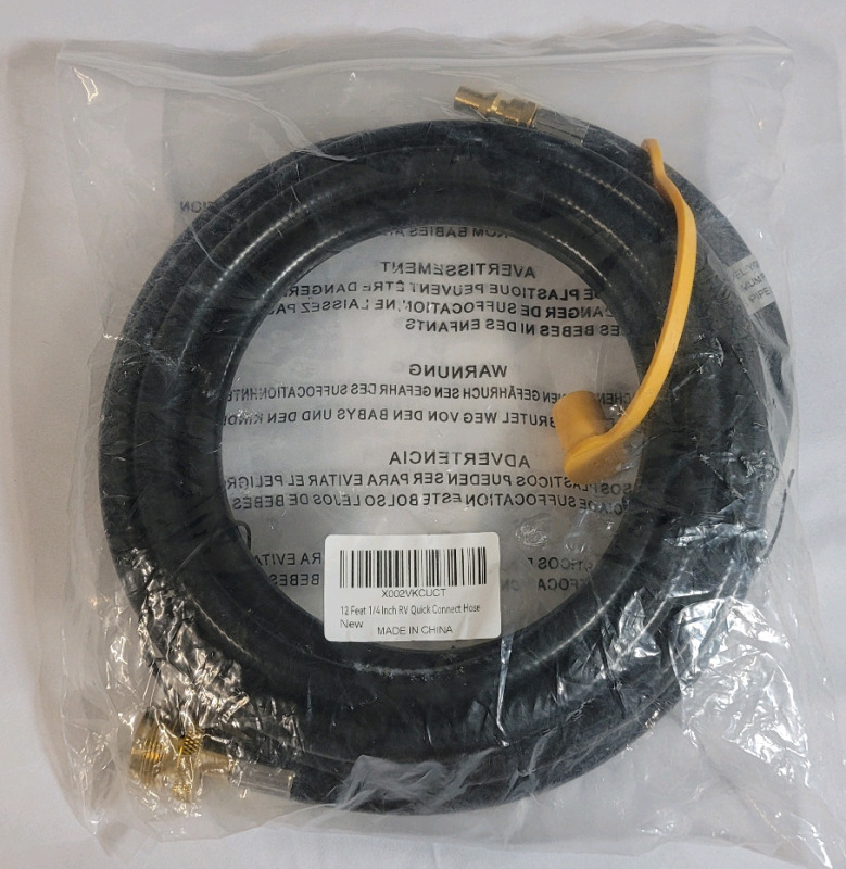 New - 12ft 1/4" RV Propane Quick Connect Hose .