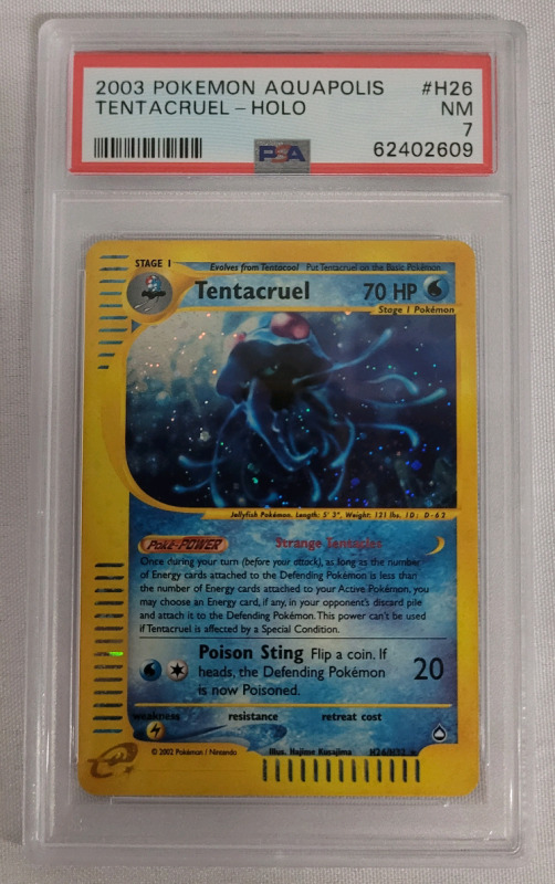 2003 Pokémon Aquapolis #H26 ' Tentacruel ' Holo , PSA Graded NM 7