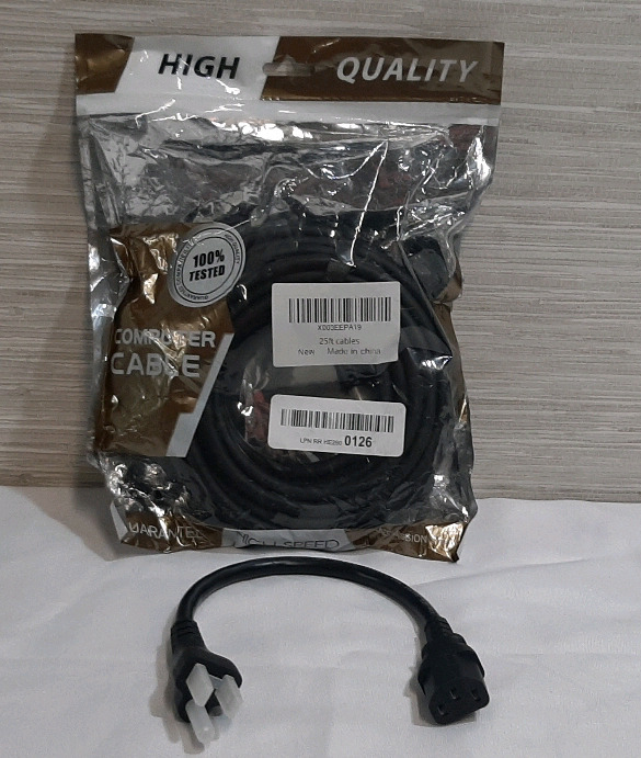 New 25ft Transmission Signal Cable for Projectors, Desktops, Printers etc. & 6" Computer Power Cable