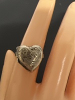 Spectacular Sterling Heart Locket Vintage Ring