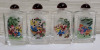 Chinese ' One Hundred Boys of Four Seasons ' Glass Snuff / Perfume Bottles in Case , Set of 4 . Reverse Hand-Painted , Different Scene on Both Sides . Measures 3" tall - 2