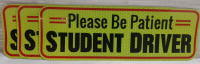 Magnetic Plastic Stick On "Student Driver" Signs 3pcs