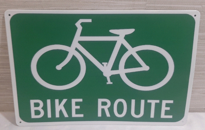 New "Bike Route" Metal Sign 12" X 8"