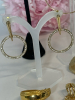 Beautiful Gold Tone Earrings Pierced Hoops Pave Etched - 2