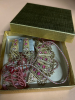 Pink Rhinestone Set Necklace & Earrings finely Beaded Bolo Style Soft Gold tone - 5