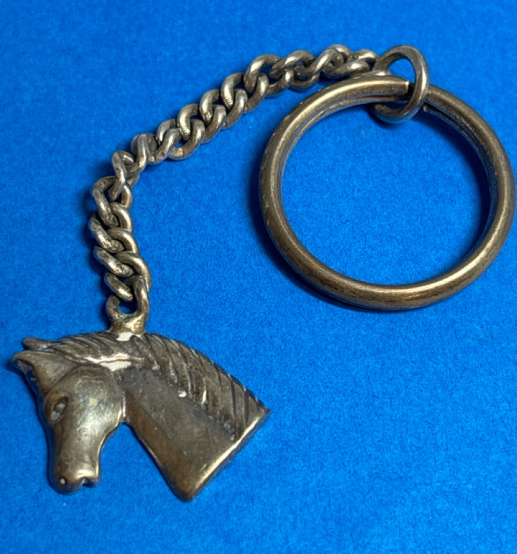 925 Sterling Silver Horse Head Key Chain Stamped Unique equestrian