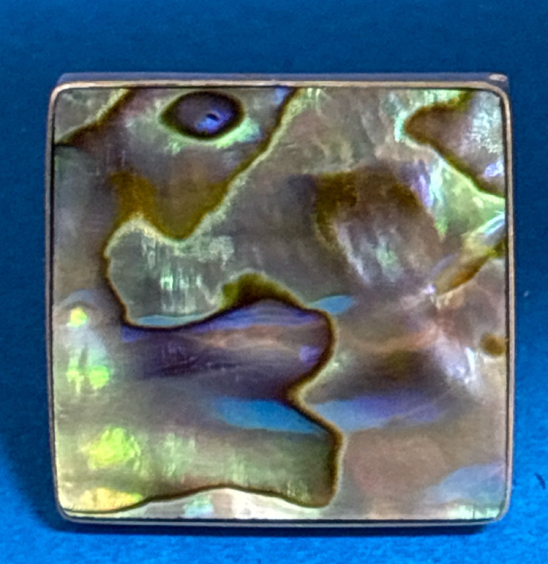 925 Sterling Silver Large Square Abalone Ring Stamped