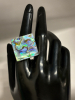 925 Sterling Silver Large Square Abalone Ring Stamped - 2