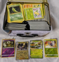 300+ Pokemon Trading Cards, with Tin. Common to Rare. Holographic Cards Included.