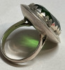 925 Sterling Silver Dog Tooth Prong Set Green Stone Ring - 2