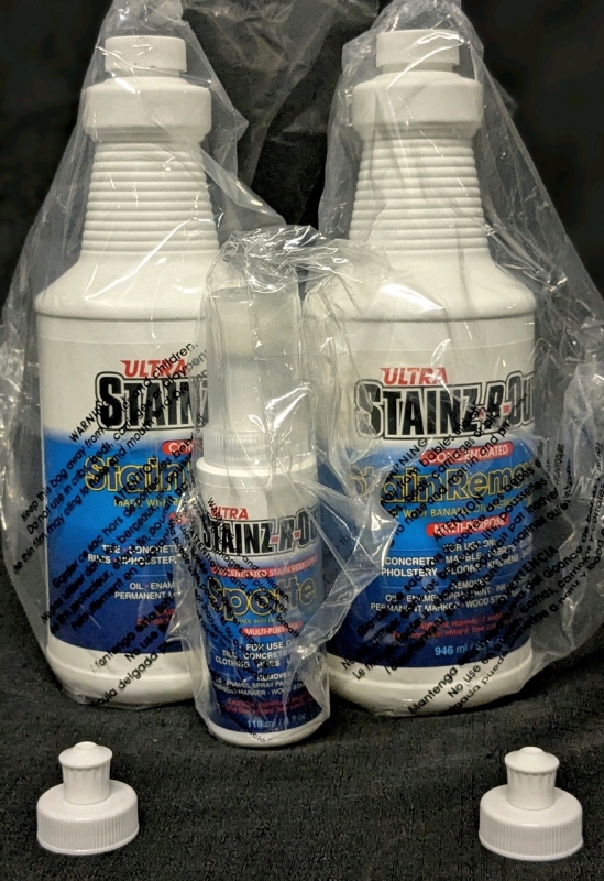 New Ultra Stainz-R-Out 3-Pieve Cleaning Kit | 2x Stain Removers (946ml ea) & Spotter (118ml)