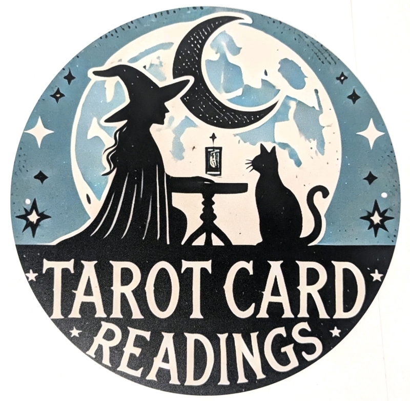 New Witchy "Tarot Card Readings" Tin Metal Sign | 7.75" Diameter