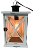 New Antiqued Wood & Glass Farmhouse-Style Hangable Lantern w Retro Lightbulb | 7.5" x 7.5" x 14" Tall