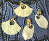 2 Pairs Rare Retro Carved Mother of Pearl & Gold Tone Earrings | 2" Long ea